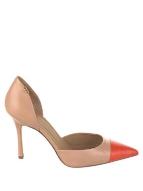 TORY BURCH Penelope Nude & Orange Cap Toe D’Orsay Heels Size 8